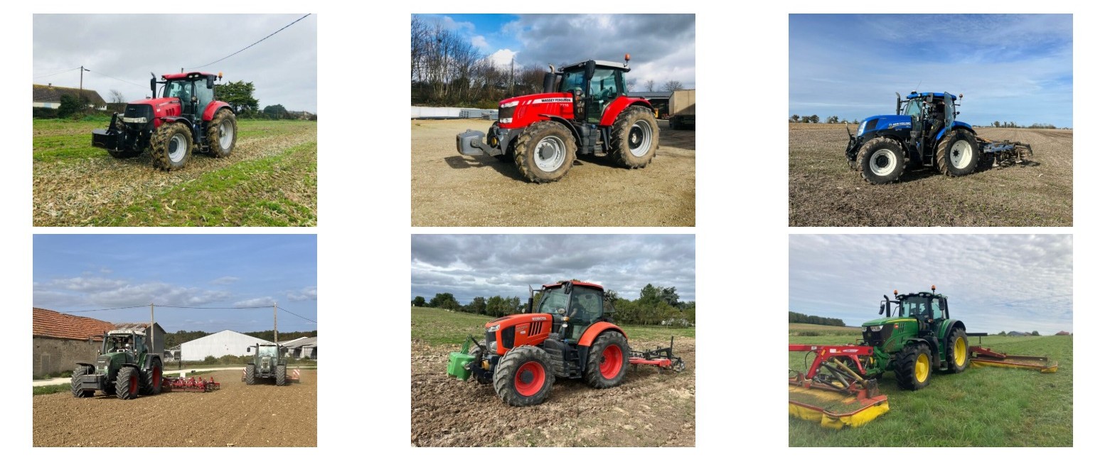 Különböző traktorok kollázsa Sveaverken rendszerrel